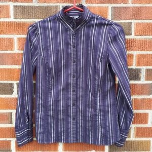 Deep purple striped victorian style blouse